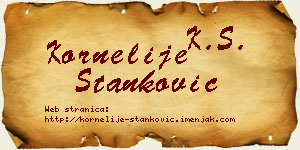 Kornelije Stanković vizit kartica
